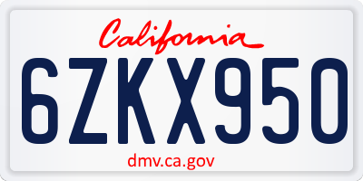 CA license plate 6ZKX950