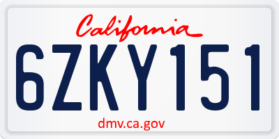 CA license plate 6ZKY151