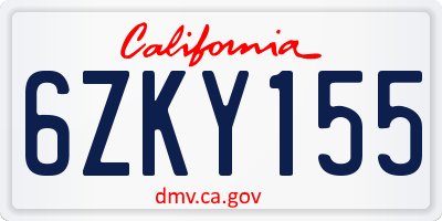CA license plate 6ZKY155