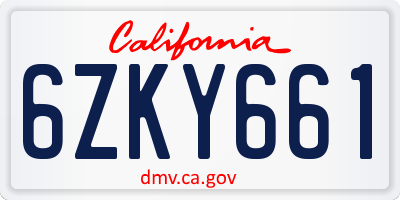 CA license plate 6ZKY661