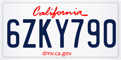 CA license plate 6ZKY790