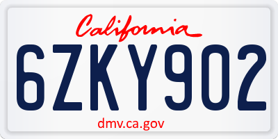 CA license plate 6ZKY902