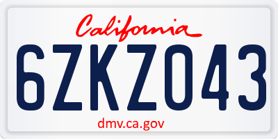 CA license plate 6ZKZ043