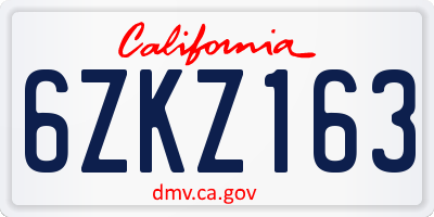 CA license plate 6ZKZ163