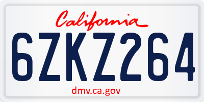 CA license plate 6ZKZ264