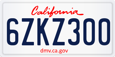 CA license plate 6ZKZ300