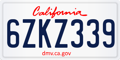 CA license plate 6ZKZ339