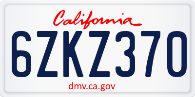 CA license plate 6ZKZ370