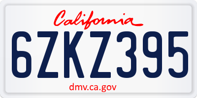 CA license plate 6ZKZ395