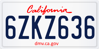CA license plate 6ZKZ636