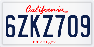CA license plate 6ZKZ709