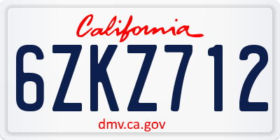 CA license plate 6ZKZ712