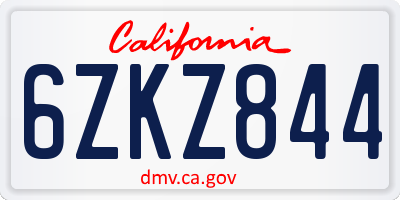 CA license plate 6ZKZ844