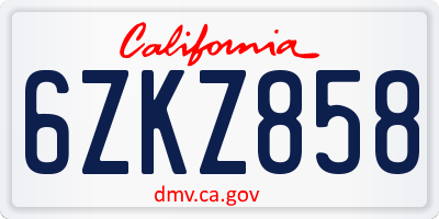 CA license plate 6ZKZ858
