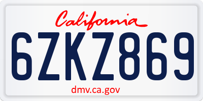 CA license plate 6ZKZ869