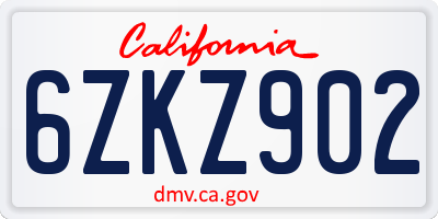 CA license plate 6ZKZ902