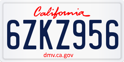 CA license plate 6ZKZ956