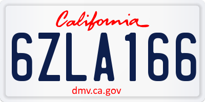 CA license plate 6ZLA166