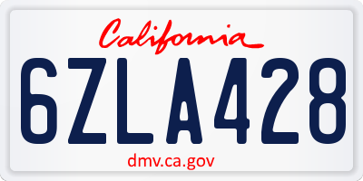 CA license plate 6ZLA428