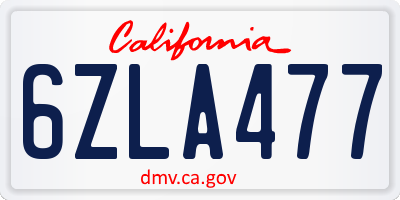 CA license plate 6ZLA477