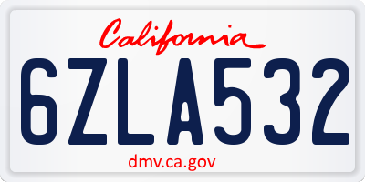 CA license plate 6ZLA532