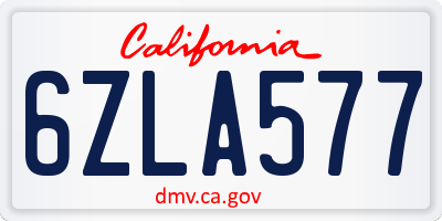 CA license plate 6ZLA577