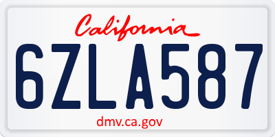 CA license plate 6ZLA587