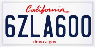 CA license plate 6ZLA600