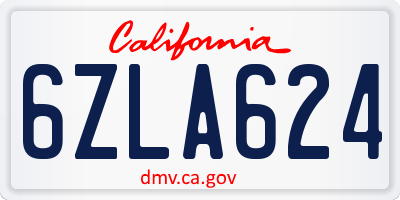 CA license plate 6ZLA624
