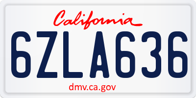 CA license plate 6ZLA636