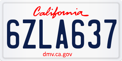 CA license plate 6ZLA637