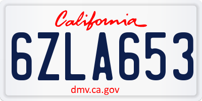CA license plate 6ZLA653