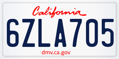 CA license plate 6ZLA705