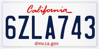 CA license plate 6ZLA743