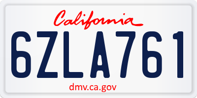 CA license plate 6ZLA761