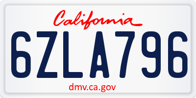 CA license plate 6ZLA796