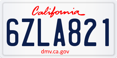 CA license plate 6ZLA821