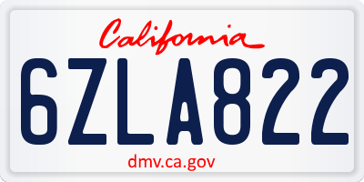 CA license plate 6ZLA822