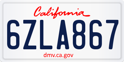 CA license plate 6ZLA867