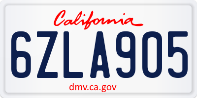 CA license plate 6ZLA905