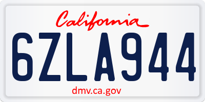 CA license plate 6ZLA944
