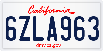 CA license plate 6ZLA963