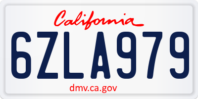 CA license plate 6ZLA979