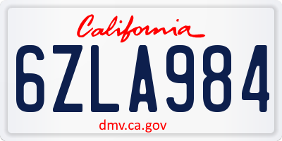 CA license plate 6ZLA984