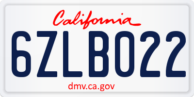 CA license plate 6ZLB022