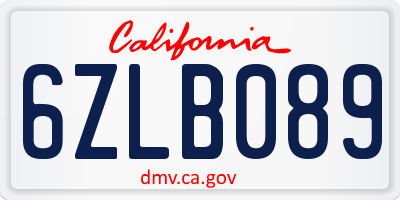 CA license plate 6ZLB089