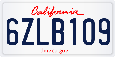 CA license plate 6ZLB109