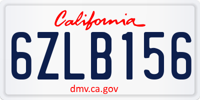 CA license plate 6ZLB156