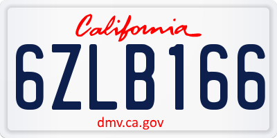 CA license plate 6ZLB166