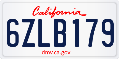 CA license plate 6ZLB179